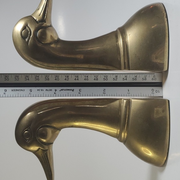 VINTAGE Solid Brass Mallard Duck Bookends / Brass Metal Duck Bookends by Leonard - Picture 14 of 15